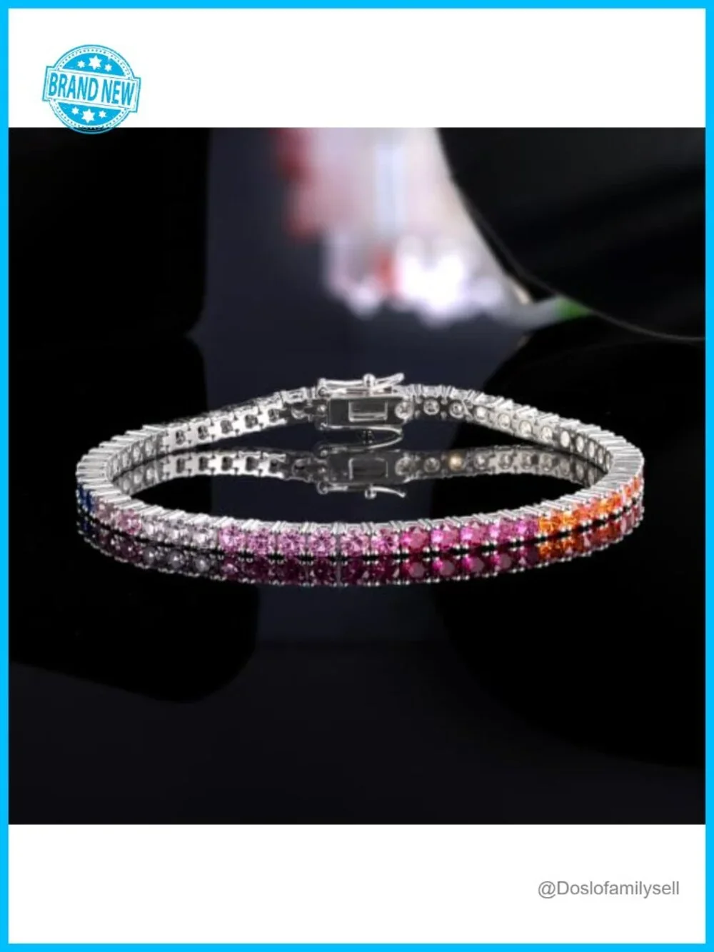 Rainbow 3mm Cubic Zirconia Silver Tone Tennis Bracelet 6.5 or 7 Inch